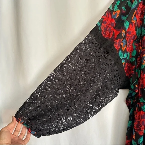 NWT Torrid Plus Size Women's Maxi Peasant Chiffon Floral Black Dress sz 6X/30 - Picture 7 of 16